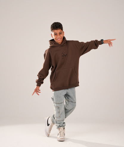 Sayatara pharaonic embroidered brown hoodie