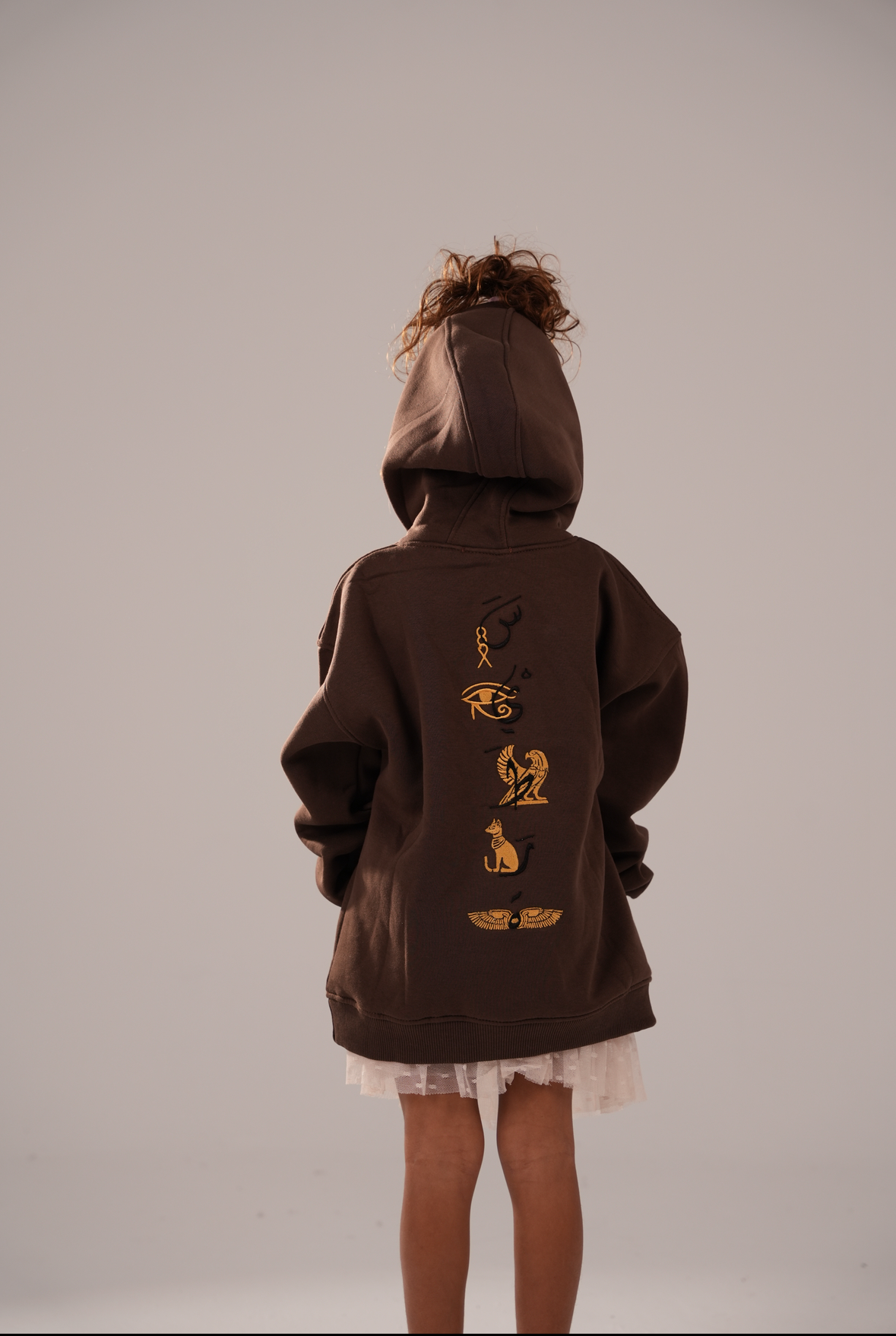 Sayatara pharaonic embroidered brown hoodie