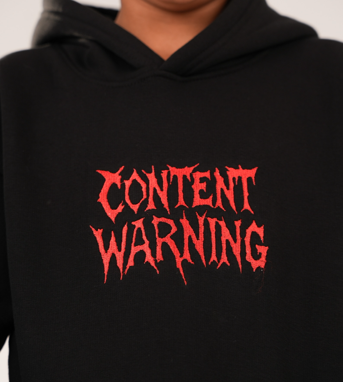 Content Warning embroidered Milton hoodie