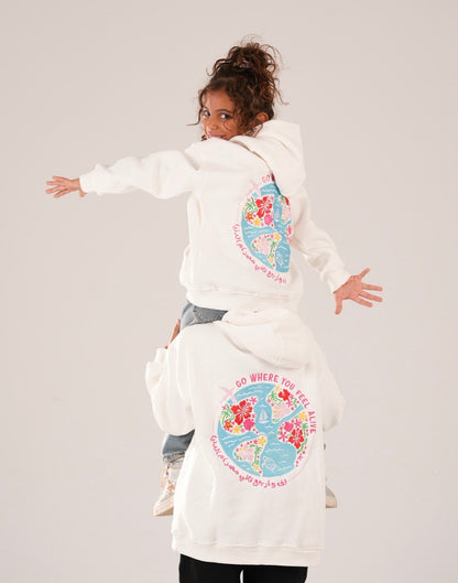 E7lam embroidered Milton white hoodie