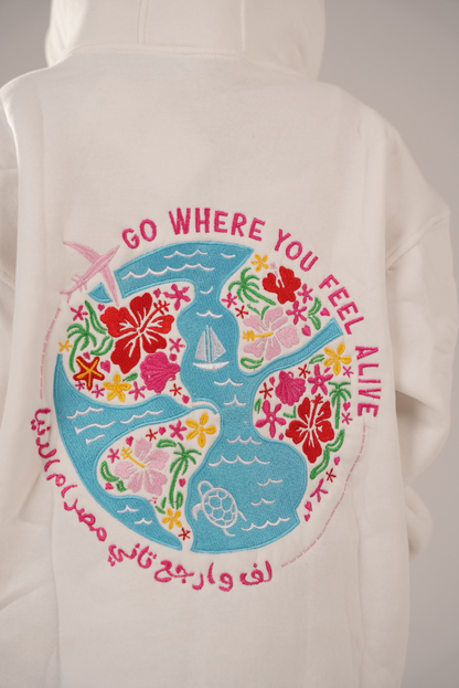 E7lam embroidered Milton white hoodie