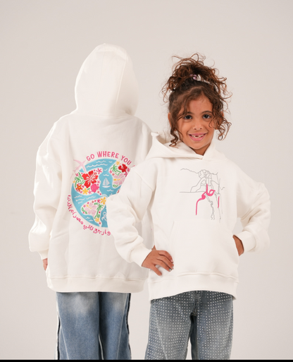 E7lam embroidered Milton white hoodie