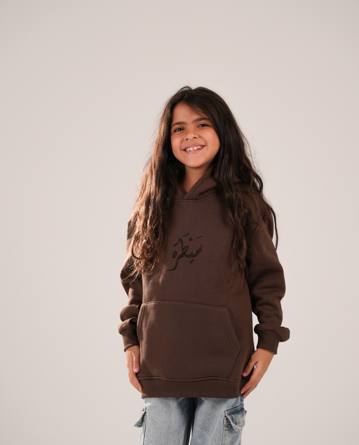 Sayatara pharaonic embroidered brown hoodie