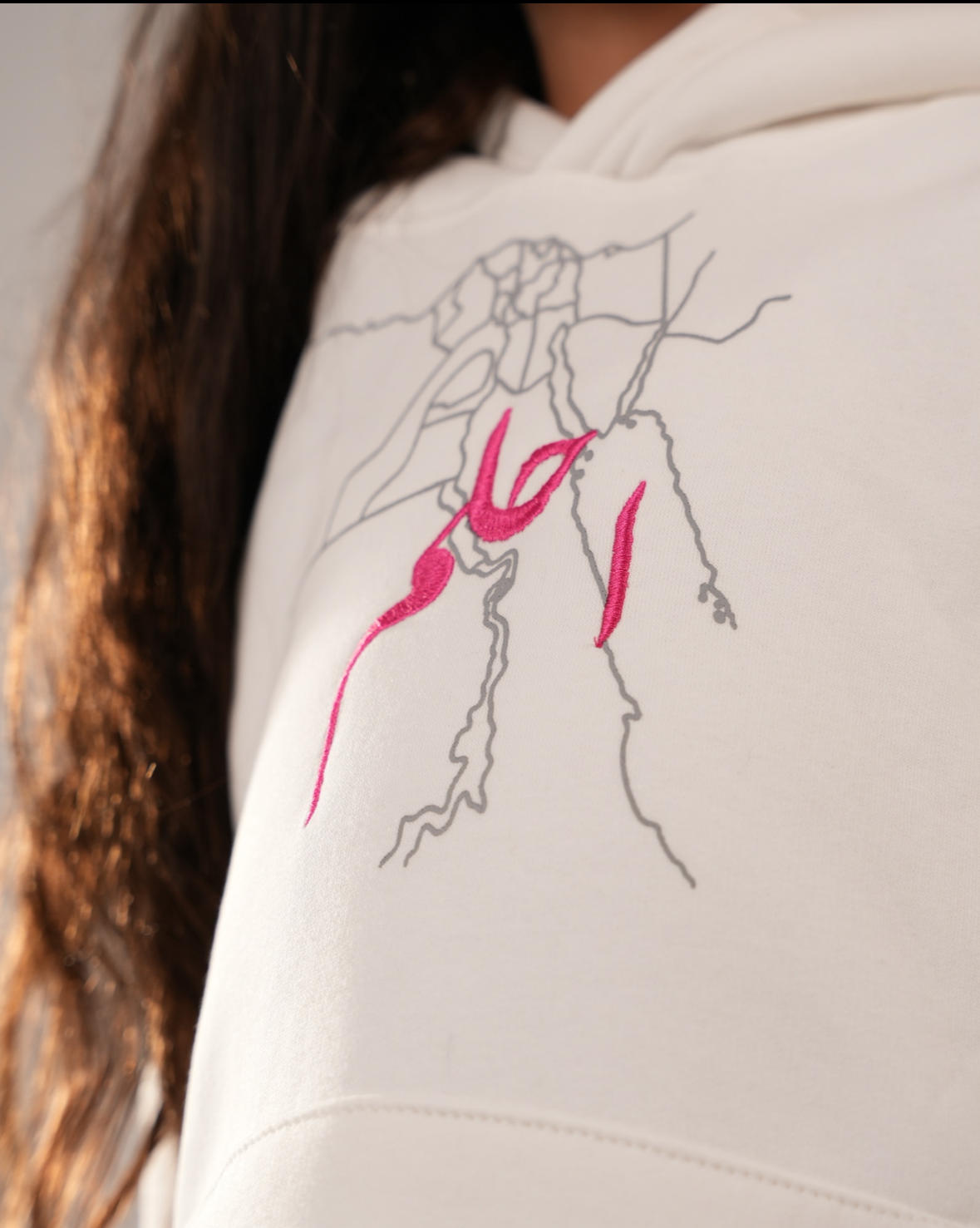 E7lam embroidered Milton white hoodie