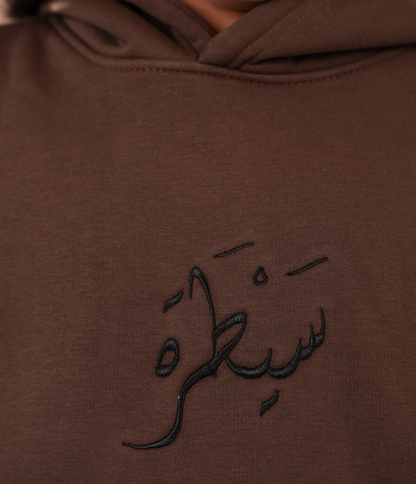 Sayatara pharaonic embroidered brown hoodie