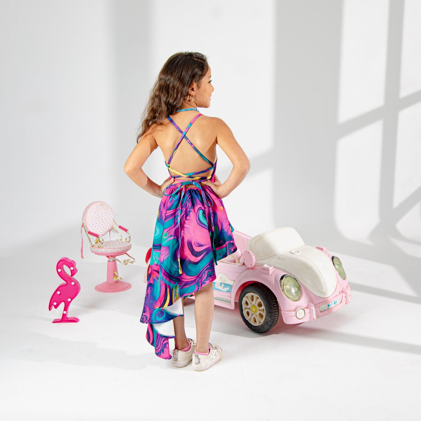 Colorful Cross-Back Dress